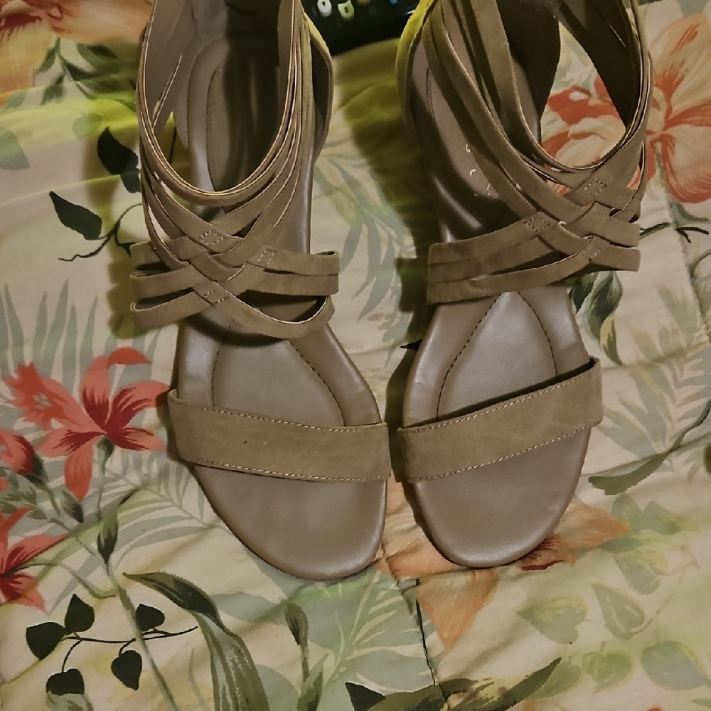 Tan Strappy Flat Sandals